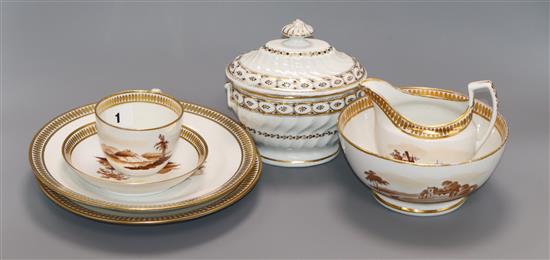 A Chamberlains Worcester part tea and coffee set and a similar sucrier